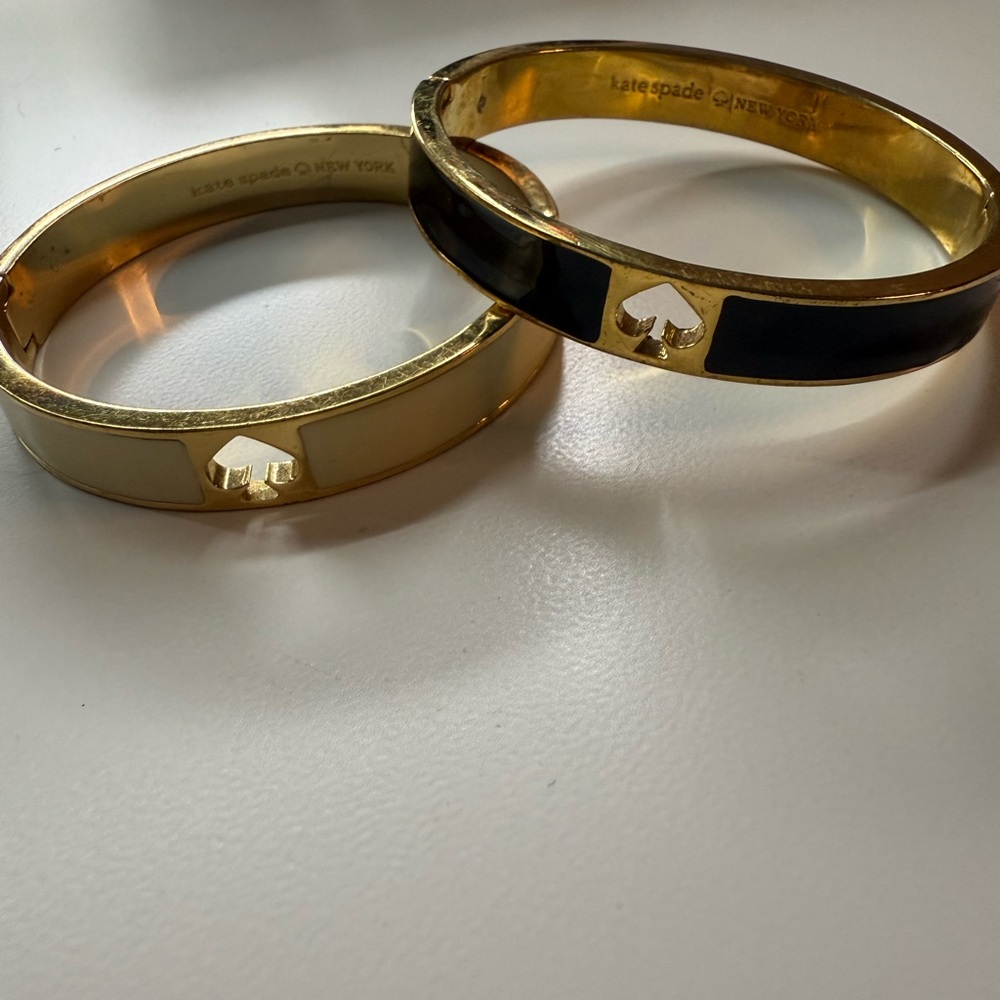 Kate Spade Gold and Black/Cream Bangles